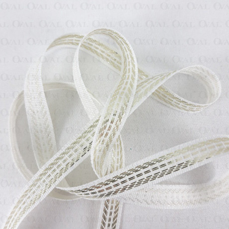 Taśma ozdobna biało złota  9mm/1m 2359
