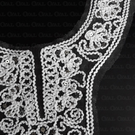 Sequin applique on tulle – 1940 neckline
