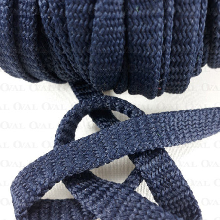 Flat navy polyester cord 12mm/50 m 3074