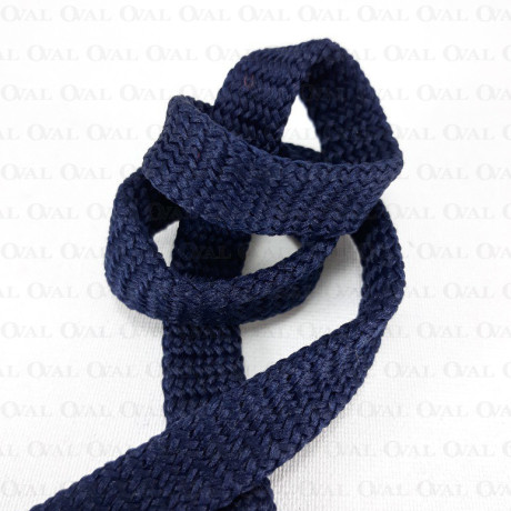 Flat navy polyester cord 12mm/50 m 3074