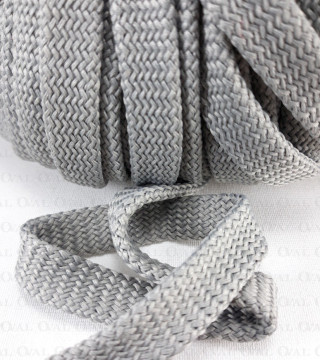 Flat grey polyester cord 12mm/50 m 3080