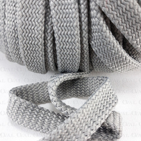 Flat grey polyester cord 12mm/50 m 3080