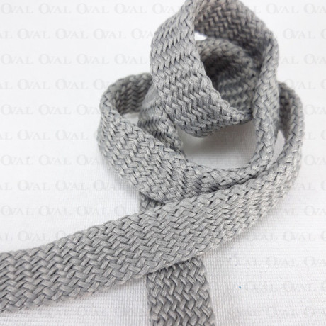 Flat grey polyester cord 12mm/50 m 3080
