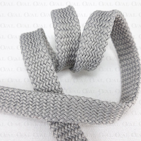 Flat grey polyester cord 12mm/50 m 3080