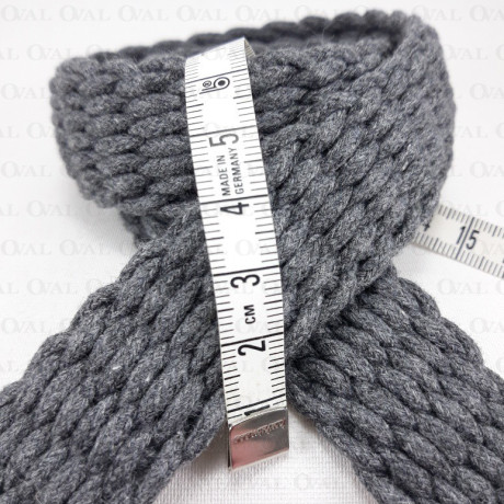Braided cotton tape 30mm/1m grey 3085