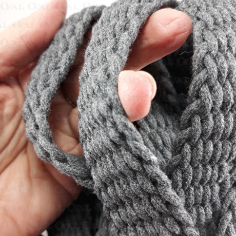 Braided cotton tape 30mm/1m grey 3085