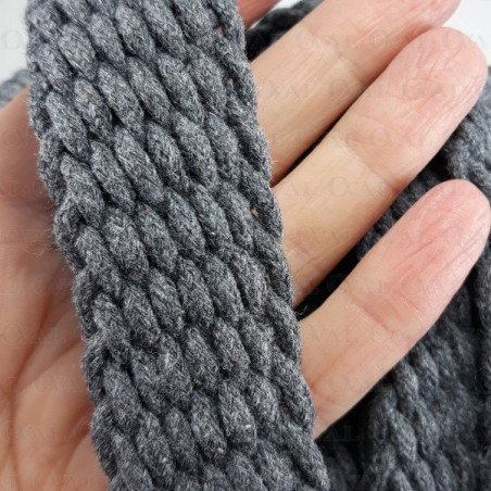 Braided cotton tape 30mm/1m grey 3085
