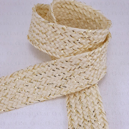 Polyester cord 20mm/1m ecru with gold 3121