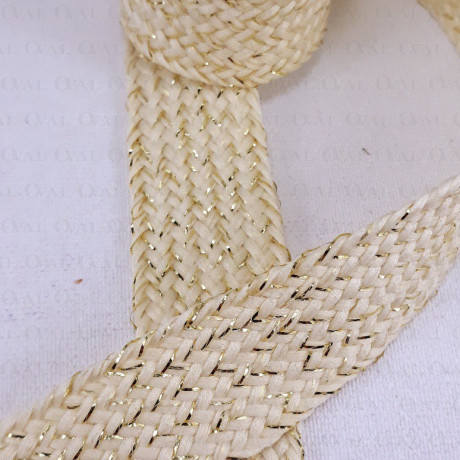 Polyester cord 20mm/1m ecru with gold 3121