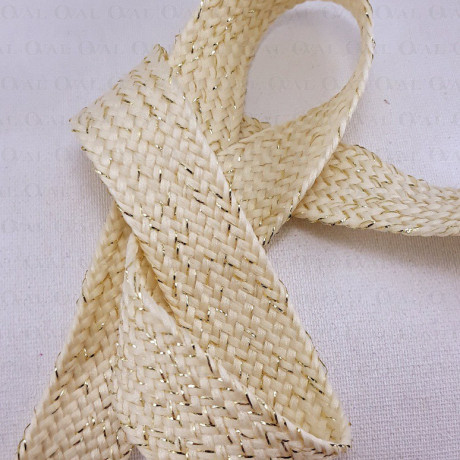 Polyester cord 20mm/1m ecru with gold 3121