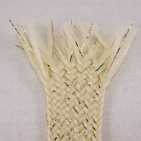 Polyester cord 20mm/1m ecru with gold 3121