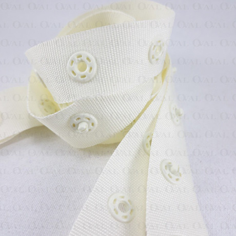 Zatrzaski na taśmie ecru KOMPLET   nr 3145