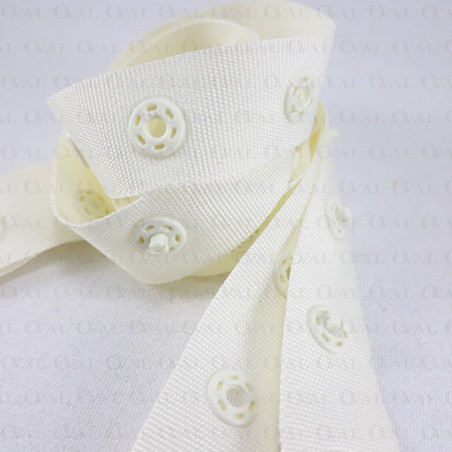 Zatrzaski na taśmie ecru KOMPLET   nr 3145