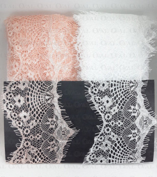 White and salmon lace 90mm Pack 3m 2405