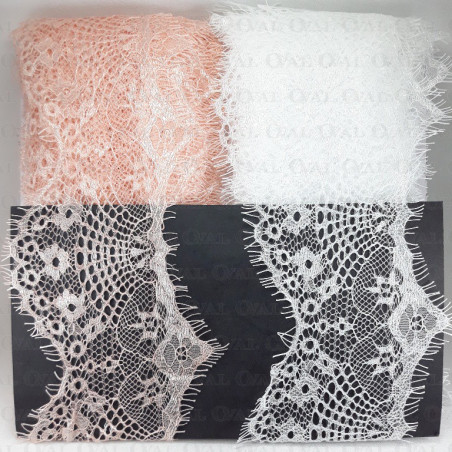 White and salmon lace 90mm Pack 3m 2405