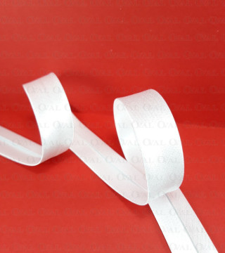 White satin bias binding 1m or 20m pre‑pressed 1211