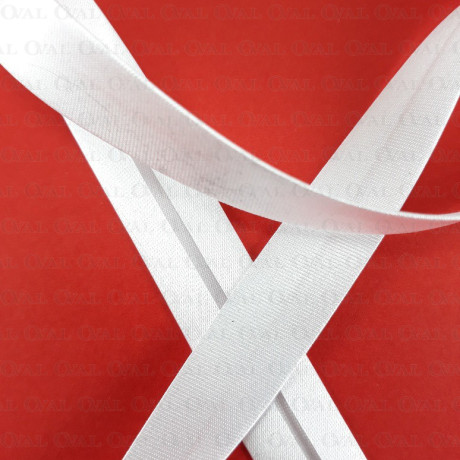 White satin bias binding 1m or 20m pre‑pressed 1211