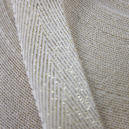 Decorative herringbone ribbon with gold 15mm / 1 or 100m 3176