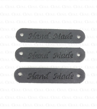 Naszywka z ekoskóry HANDMADE 10szt  lub 50szt czarna 2365