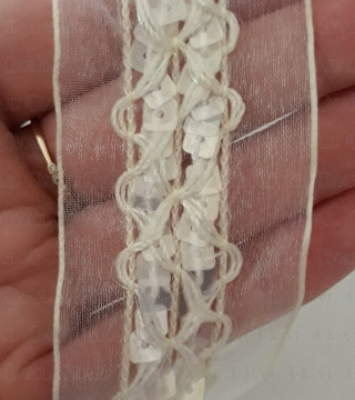 Decorative tape 40mm/1m ecru 2010