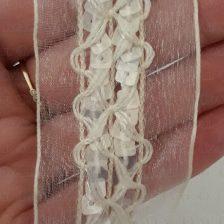 Decorative tape 40mm/1m ecru 2010