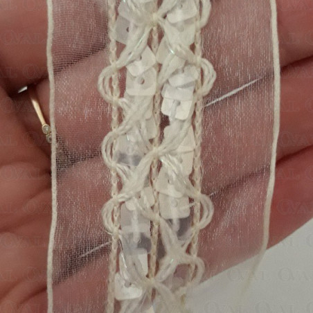 Decorative tape 40mm/1m ecru 2010