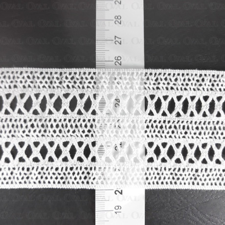Elastic cotton lace 55mm/1y white 3221