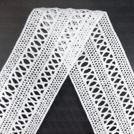 Elastic cotton lace 55mm/1y white 3221