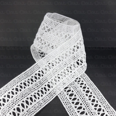 Elastic cotton lace 55mm/1y white 3221