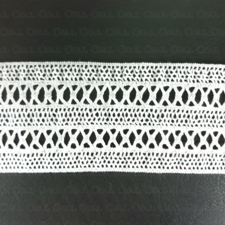 Elastic cotton lace 55mm/1y white 3221