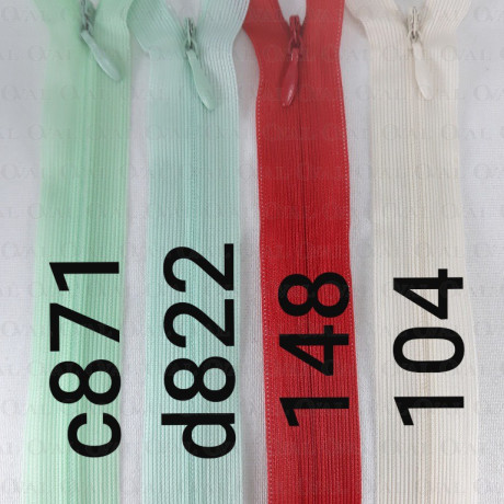 Concealed zip 30cm various colours no. 1352