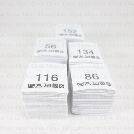 Size label with washing instructions 62–164 / 200 pcs 3255