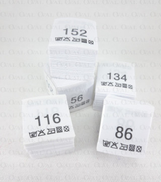 Size label with washing instructions 62–164 / 200 pcs 3255