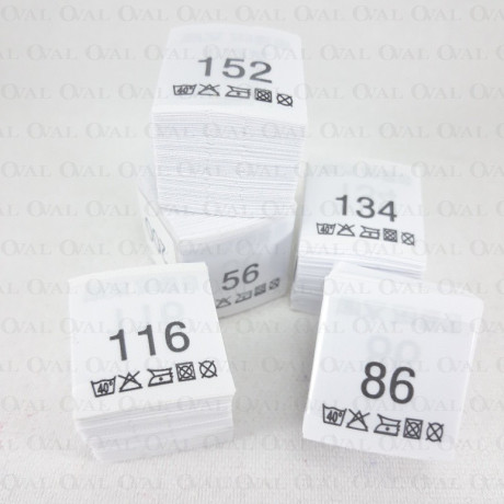 Size label with washing instructions 62–164 / 200 pcs 3255