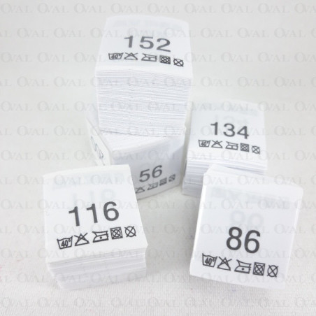 Size label with washing instructions 62–164 / 200 pcs 3255