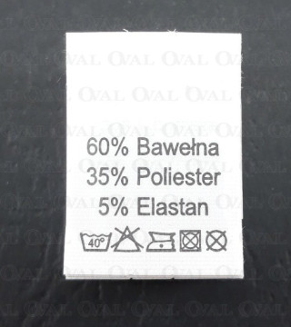 Wszywka skład surowcowy,przepis prania  BAWEŁNA 2773