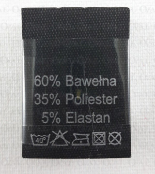 Wszywka skład surowcowy,przepis prania  BAWEŁNA 3258