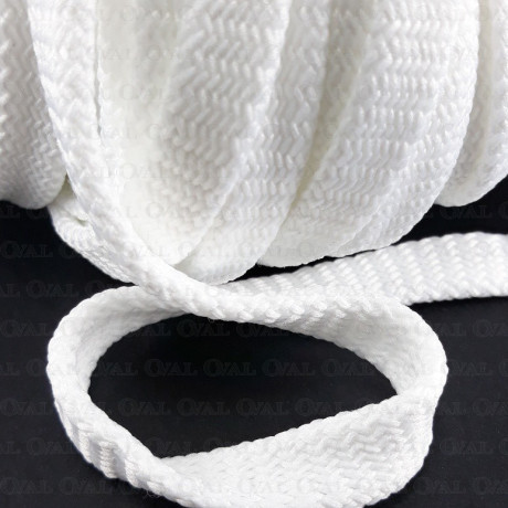 Flat white polyester cord 12mm/50 m 3271