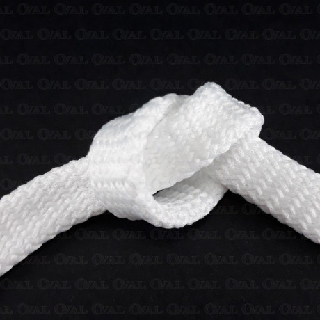 Flat white polyester cord 12mm/50 m 3271