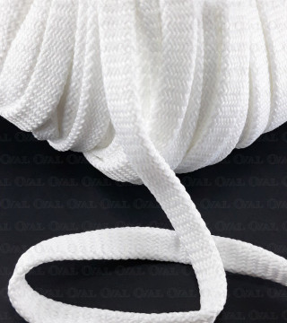 Flat white polyester cord 12mm/50 m 3271