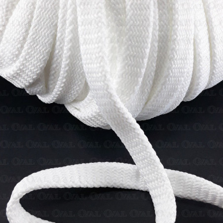 Flat white polyester cord 12mm/50 m 3271