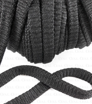 Flat black polyester cord 12mm/50 m 3272