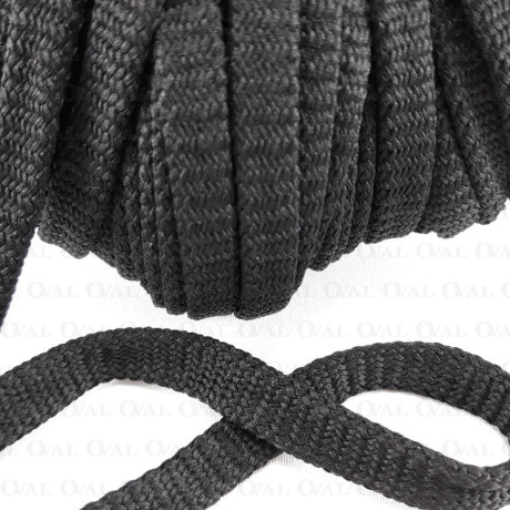 Flat black polyester cord 12mm/50 m 3272