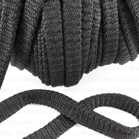 Flat black polyester cord 12mm/50 m 3272