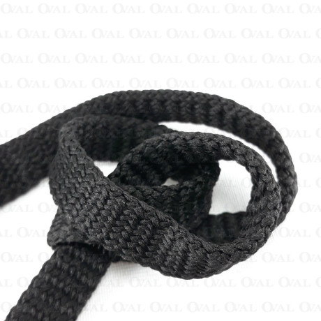 Flat black polyester cord 12mm/50 m 3272