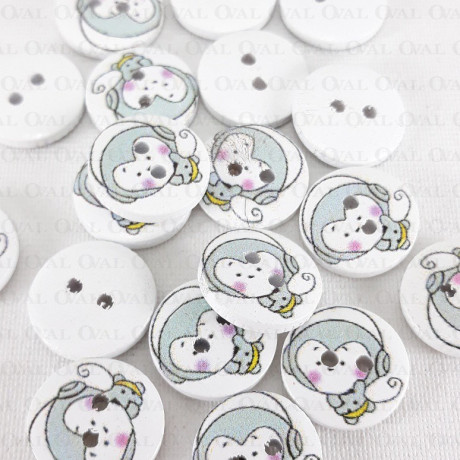 Wooden button 15mm/10pcs 3283