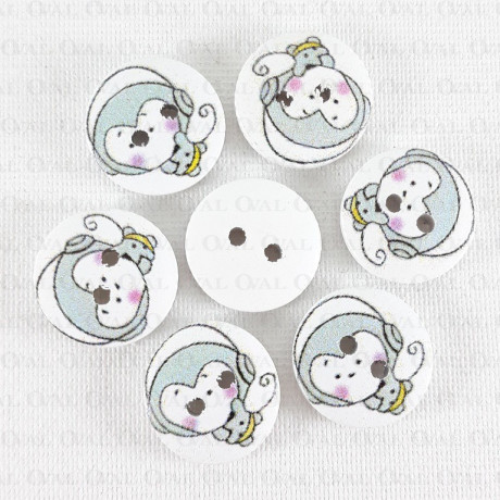 Wooden button 15mm/10pcs 3283