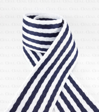 Taśma nośna ozdobna 38mm/1m biało granatowa   3332