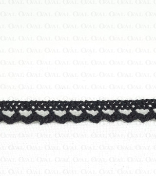 Koronka bawełniana 8mm/1 lub 25yard  czerń 3380