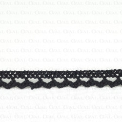 Koronka bawełniana 8mm/1 lub 25yard czerń 3380 Koronka bawełniana 8mm/1 lub 25yard czerń 3380